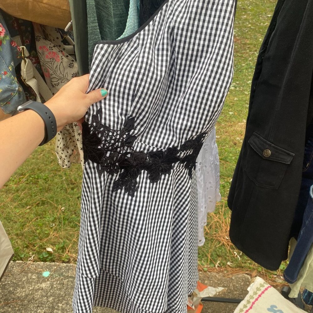 Black and White Checkered and Lace Dress
